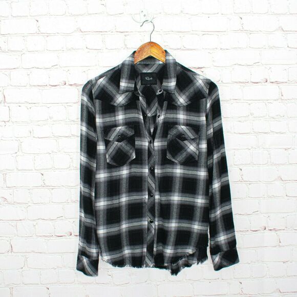 Rails Black Grey Plaid JAXTON Flannel Shirt size Small - Picture 1 of 9